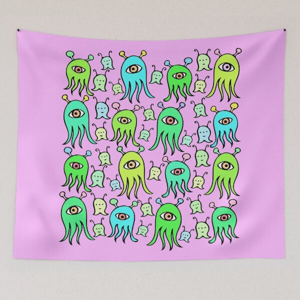 Item preview, One Eyed Monsters and Scary Ghosts Pattern (pink) designed and sold by Davey's Designs.