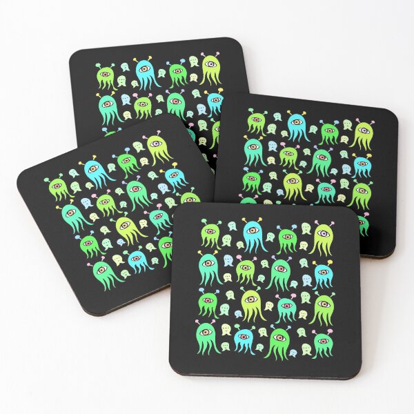 Item preview, One Eyed Monsters and Scary Ghosts Pattern (black) designed and sold by Davey's Designs.