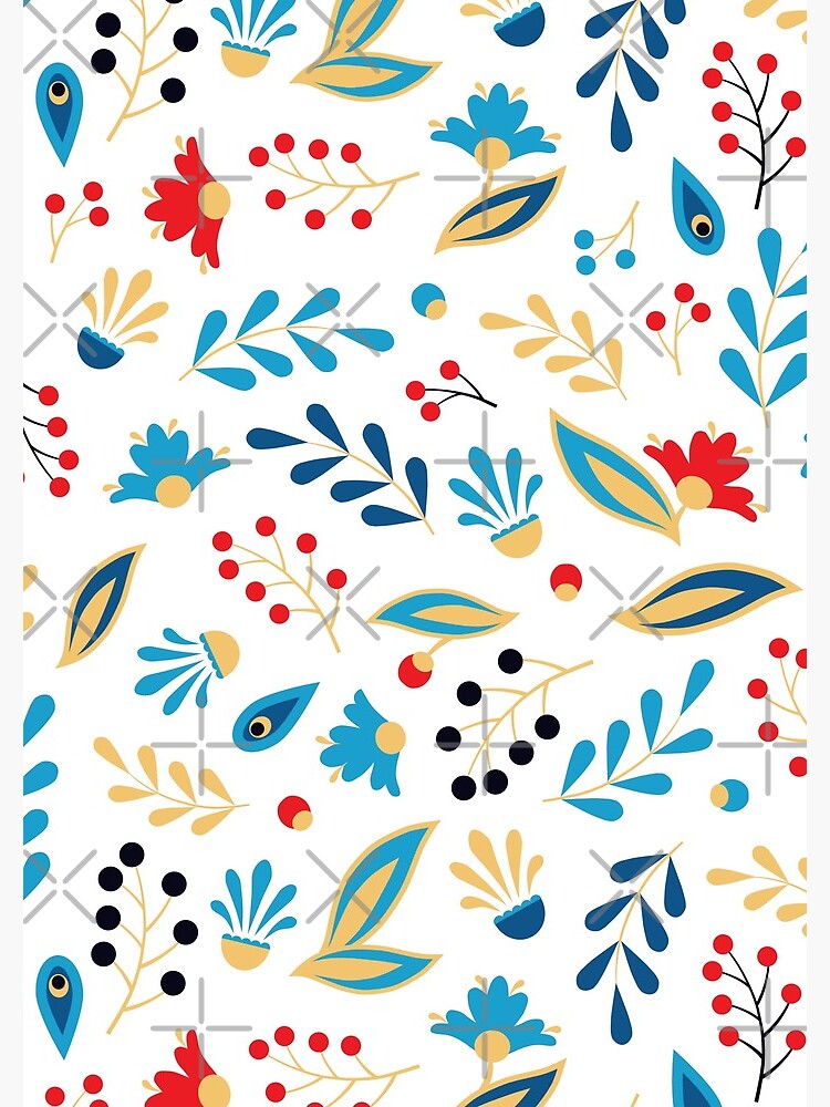 Folk Leaves and Flowers Bright by nadyanadya