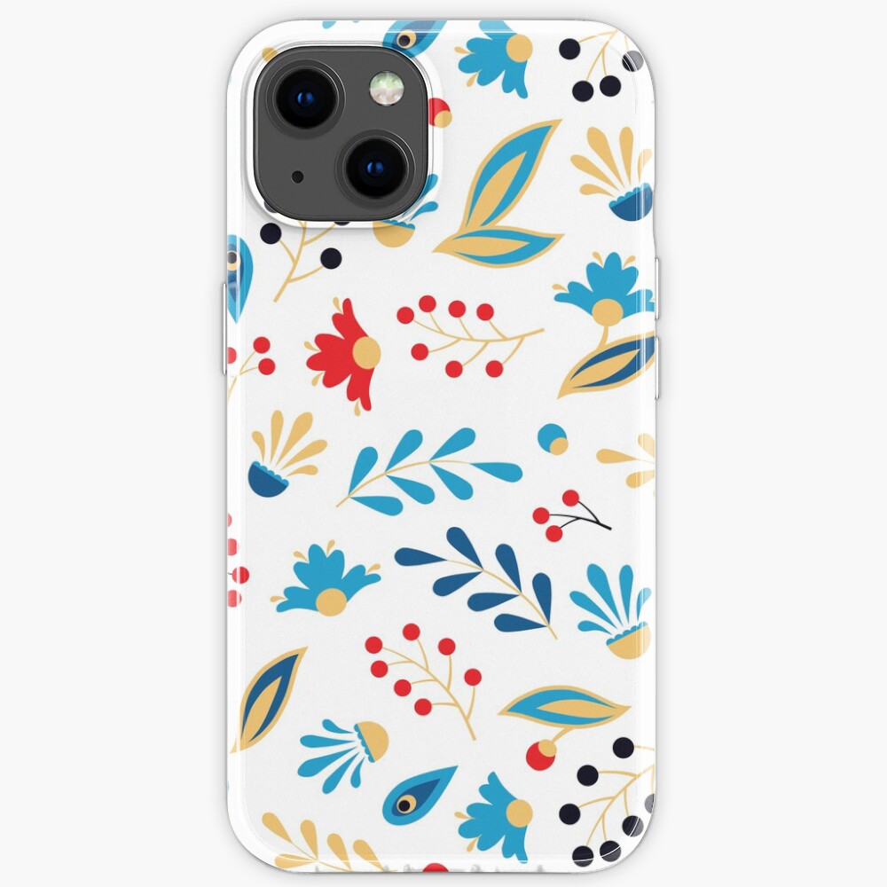 Folk Leaves and Flowers Bright iPhone Case