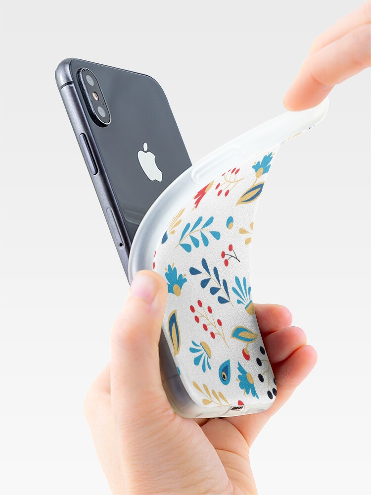 Alternate view of Folk Leaves and Flowers Bright iPhone Case