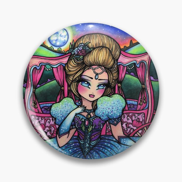 Princess Off to the Ball in Decorative Carriage Fantasy Art Pin