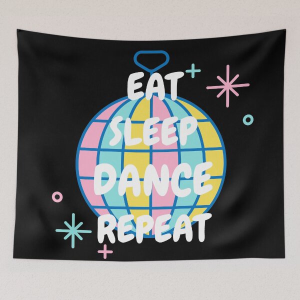 Item preview, Eat Sleep Dance Repeat Disco Ball In Black designed and sold by LuckyKermit.