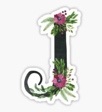 Monogram J with Floral Wreath Sticker