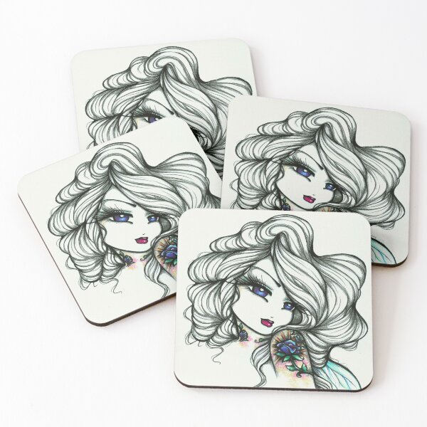 Item preview, Tattooed Fairy Greyscale with a Pop of Color Fantasy Art designed and sold by hannahlynnart.