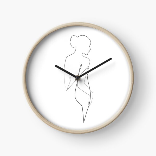 Line drawing female silhouette Clock