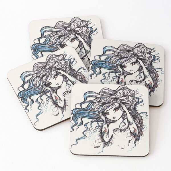 Item preview, Tattooed Musical Angel Greyscale With a Pop of Color Fantasy Art designed and sold by hannahlynnart.