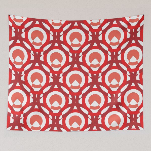 Item preview, Circles & Feathers Geometric Pattern – Red designed and sold by RoguePatterns.