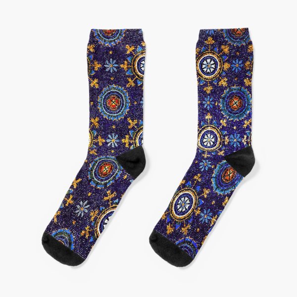 RAVENNA BYZANTINE MOSAICS,STARS,BLUE STARRY NIGHT Socks