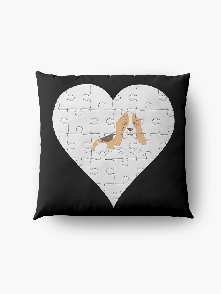 Alternate view of Basset Hound Heart Jigsaw Pieces Design - Basset Hound Floor Pillow