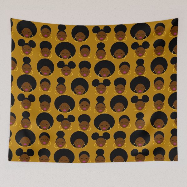 Item preview, Black Women with Various Natural Afro Hairstyles Wearin Gold Hoop Earrings designed and sold by Sheila Pressley.