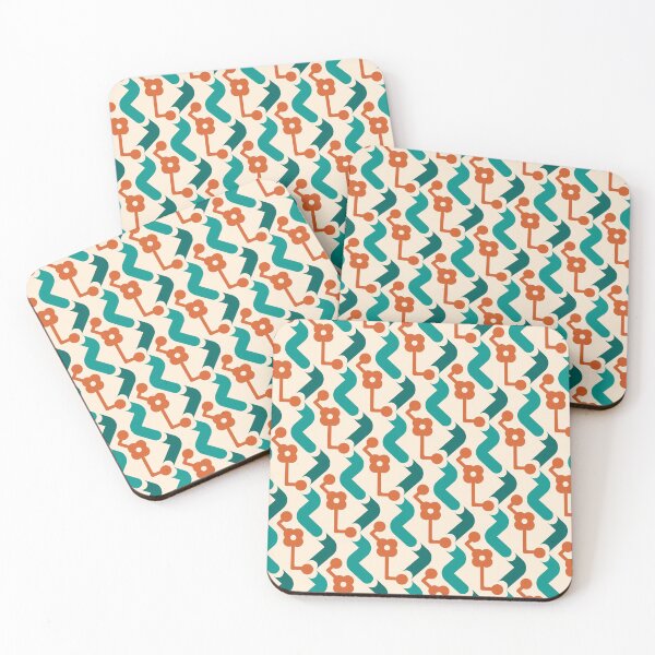 Item preview, Pipes & Circuits Geometric Pattern – Orange & Teal designed and sold by RoguePatterns.