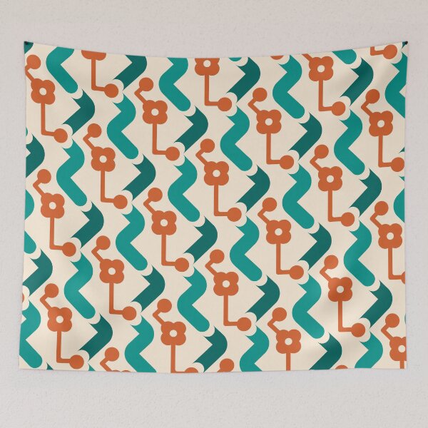 Item preview, Pipes & Circuits Geometric Pattern – Orange & Teal designed and sold by RoguePatterns.