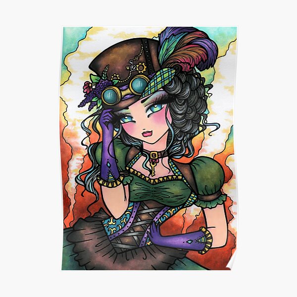 Steampunk Vintage Fashion Darling Whimsical Fantasy Art Poster