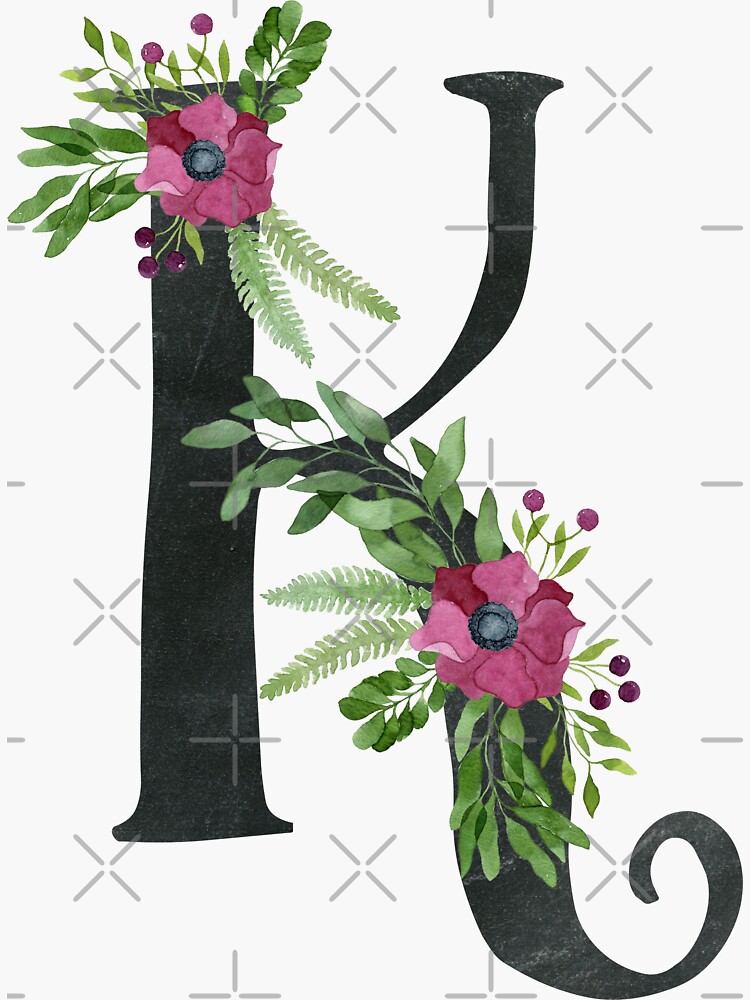 Monogram K with Floral Wreath by helga-wigandt
