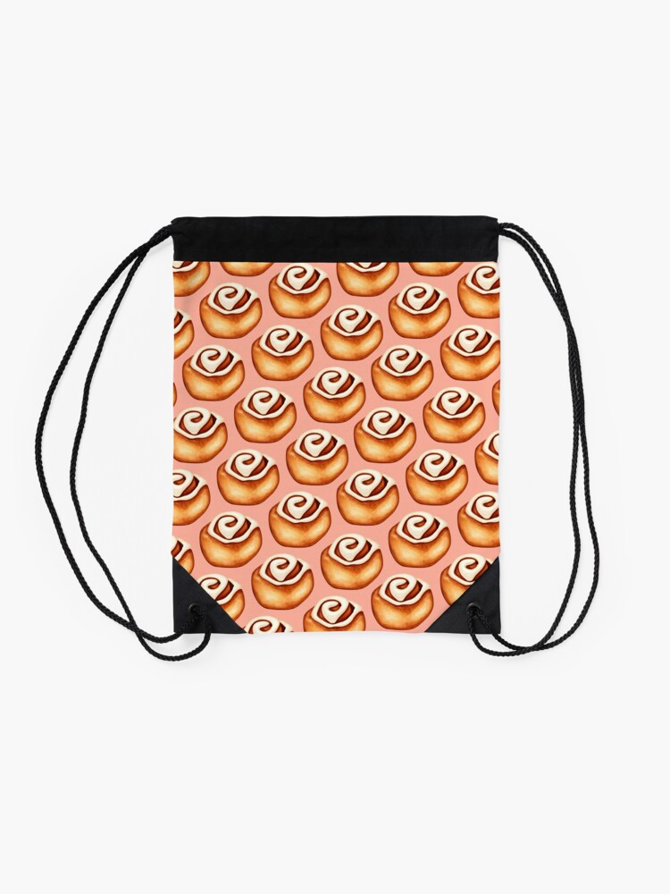 Alternate view of Cinnamon Roll Pattern - Pink Drawstring Bag