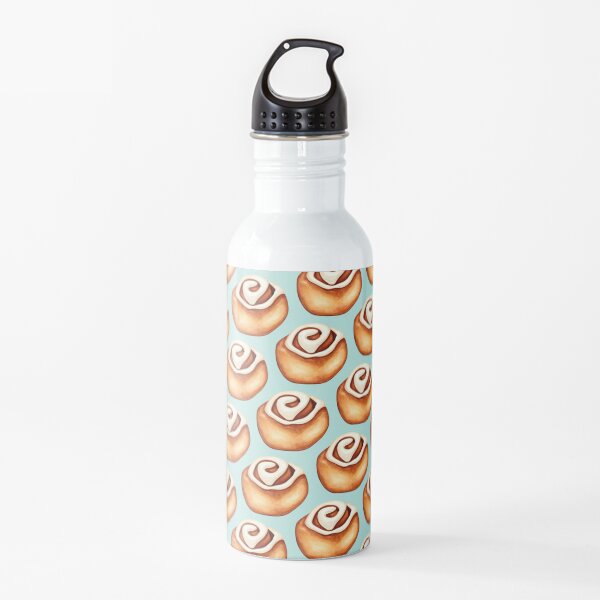 Cinnamon Roll Pattern - Blue Water Bottle
