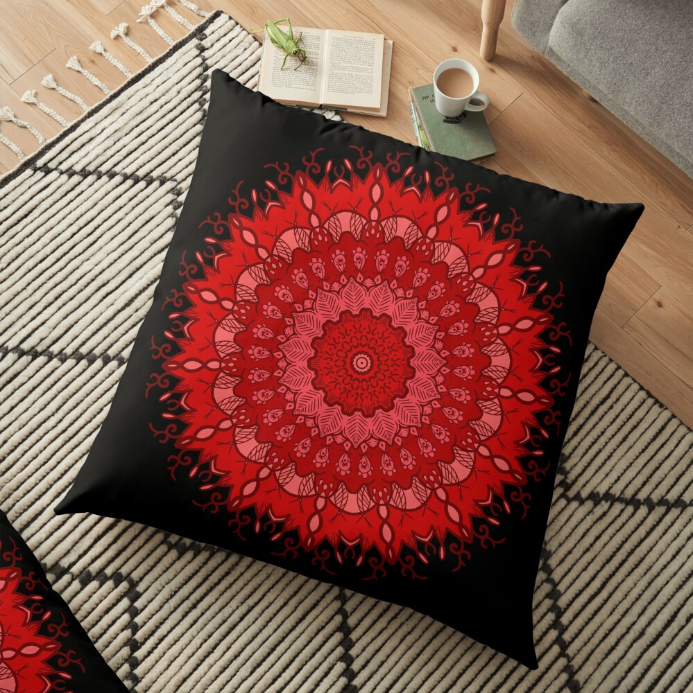 Root Chakra Mandala Motive 2 Floor Pillow