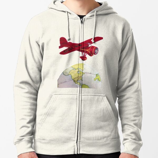 White Hooded Sweatshirt with Colored Airplanes - Unisex - Amelia