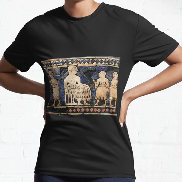 Enthroned Sumerian king of Ur, possibly Ur-Pabilsag, with attendants. Standard of Ur, c. 2600 BC. Active T-Shirt