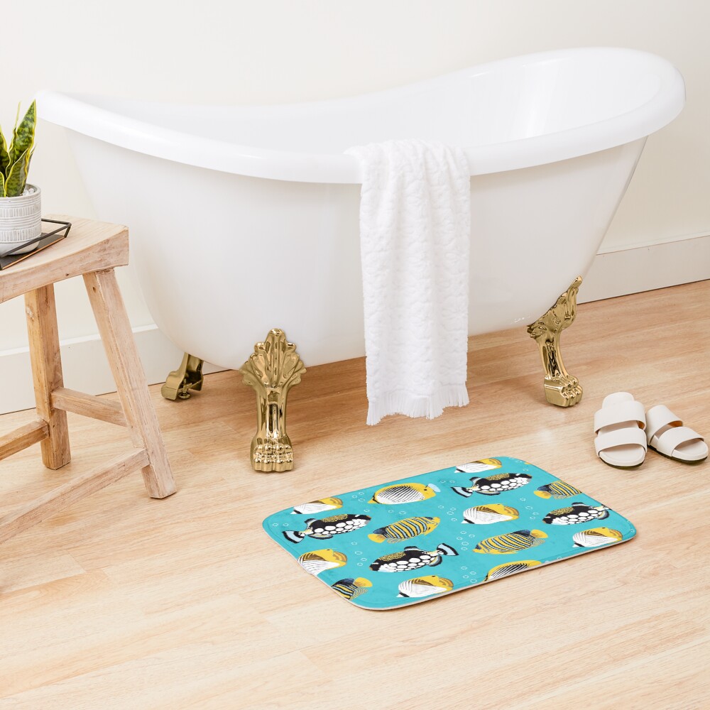 Tropical Fish in water Bath Mat