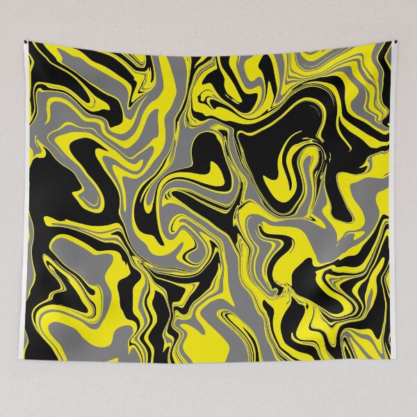 Item preview, Yellow Grey and Black Marble Abstract Melt designed and sold by WildNClassyFun.