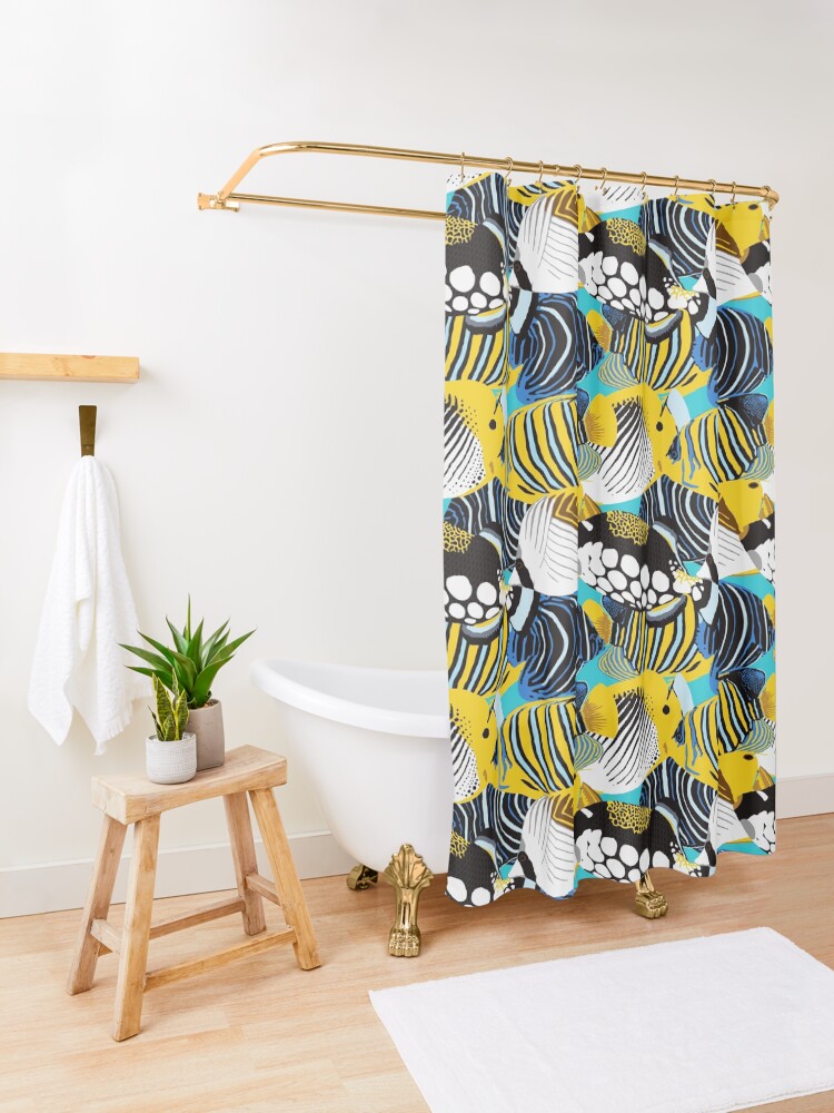 Alternate view of Tropical Fish animal print Shower Curtain