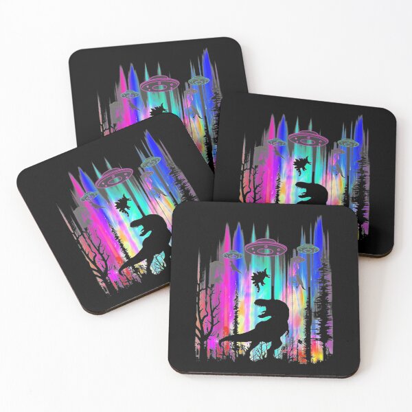 Item preview, Alien UFO T-Rex Abduction Colorful Forest designed and sold by Qudkin.