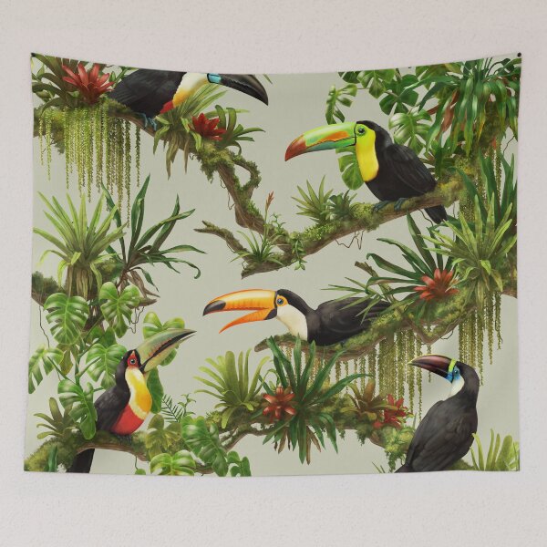 Item preview, Toucans and bromeliads - canvas background designed and sold by Iker Paz Studio.