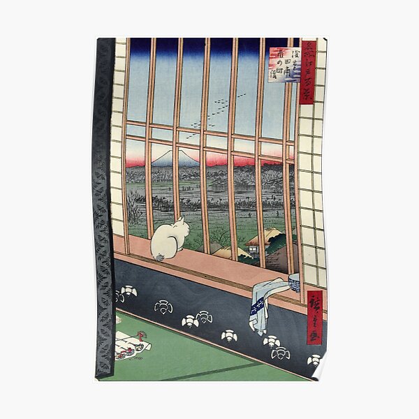 Utagawa Hiroshige Japanese Woodblock Cat Print Poster