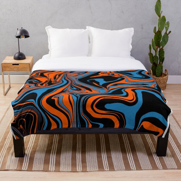 Aperçu de l'œuvre Marbre abstrait bleu orange et noir créée et vendue par WildNClassyFun.