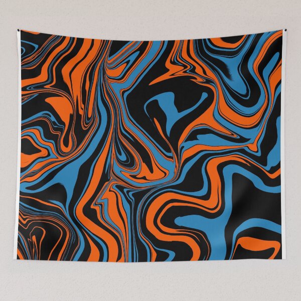 Item preview, Blue Orange and Black Abstract Marble designed and sold by WildNClassyFun.