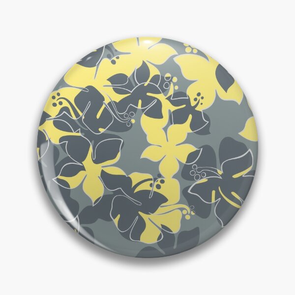 Item preview, Hanalei Hawaiian Floral Camo Aloha Shirt Print - Gray and Yellow designed and sold by DriveIndustries.