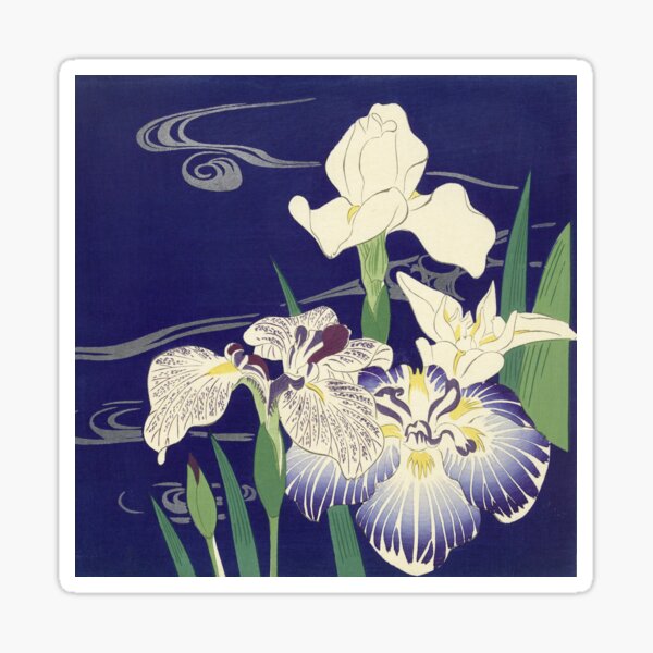 Irises byTsukioka Kôgyo Japanese Woodcut Sticker