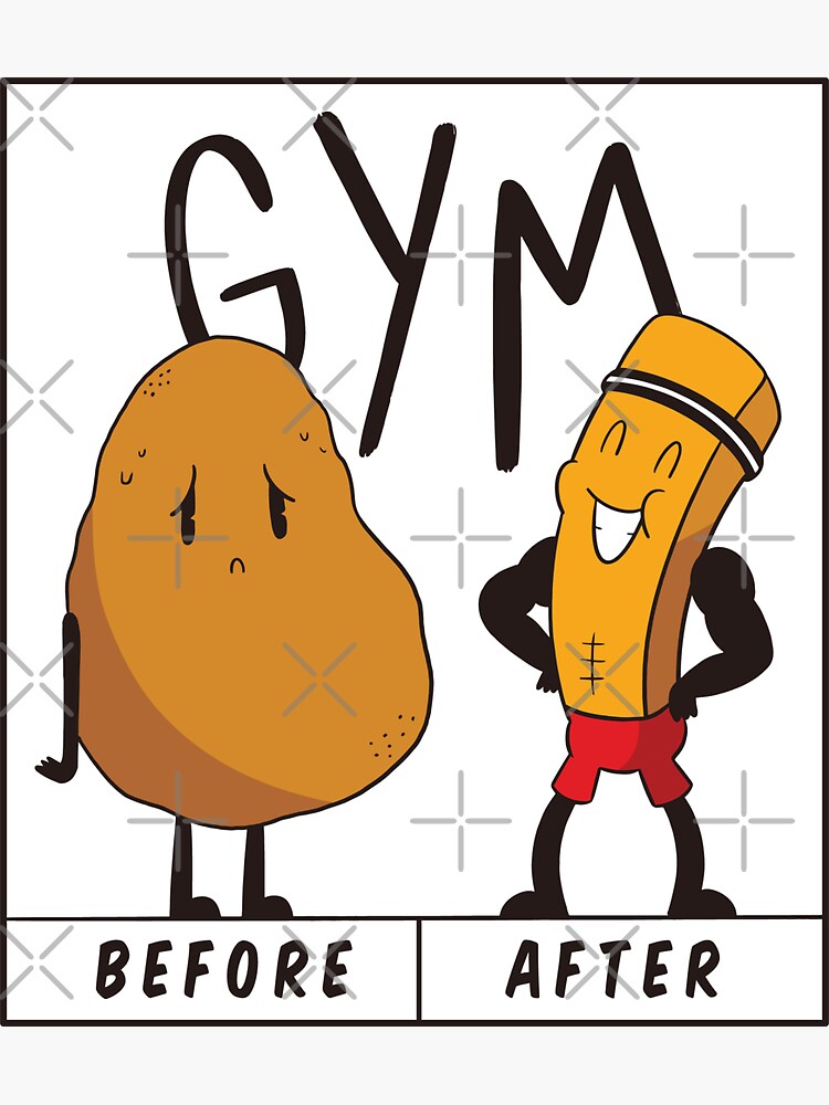 "Potato Before and After Gym" Sticker for Sale by aliisik Redbubble