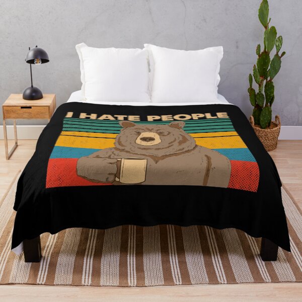 Item preview, I Hate People Funny Bear Drinking Coffee Vintage designed and sold by AwesomeTees1996.