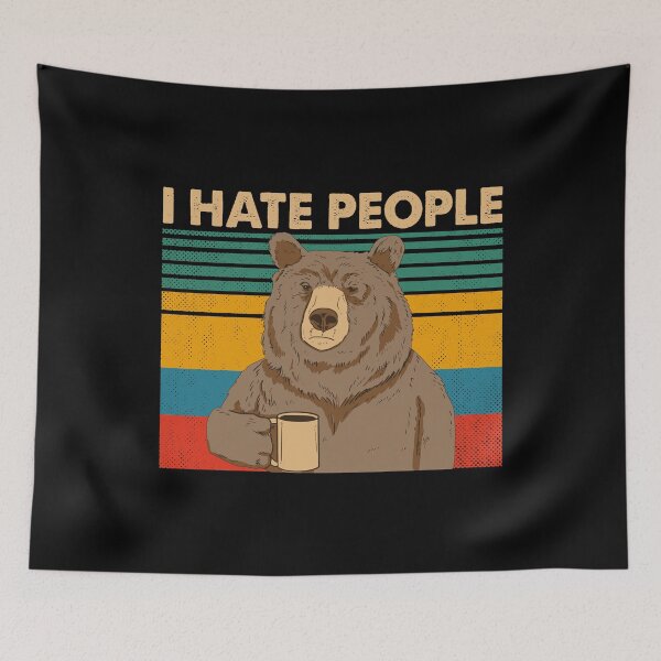 Item preview, I Hate People Funny Bear Drinking Coffee Vintage designed and sold by AwesomeTees1996.