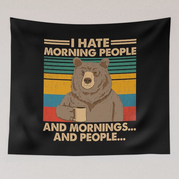 Item preview, I Hate Morning People And Mornings And People Funny Bear Drinking Coffee Vintage designed and sold by AwesomeTees1996.