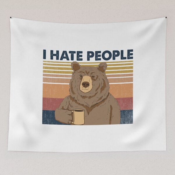 Item preview, I Hate People Funny Bear Drinking Coffee Vintage designed and sold by AwesomeTees1996.