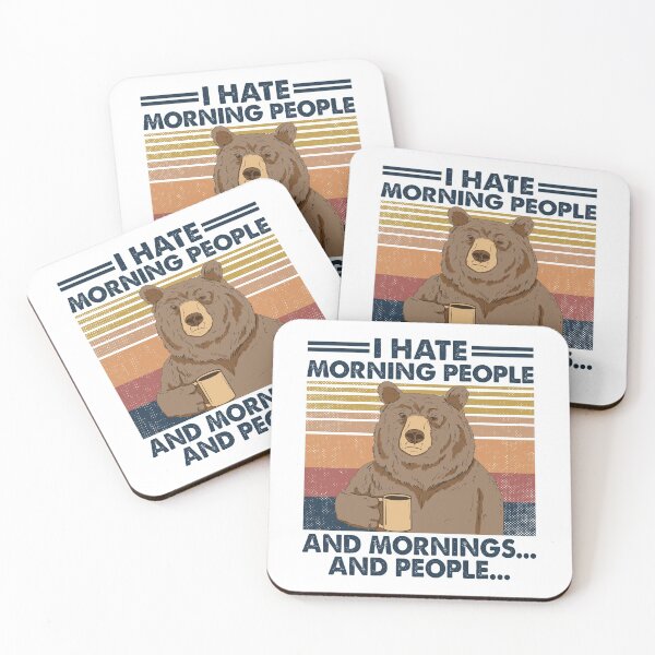 Item preview, I Hate Morning People And Mornings And People Funny Bear Drinking Coffee Vintage designed and sold by AwesomeTees1996.