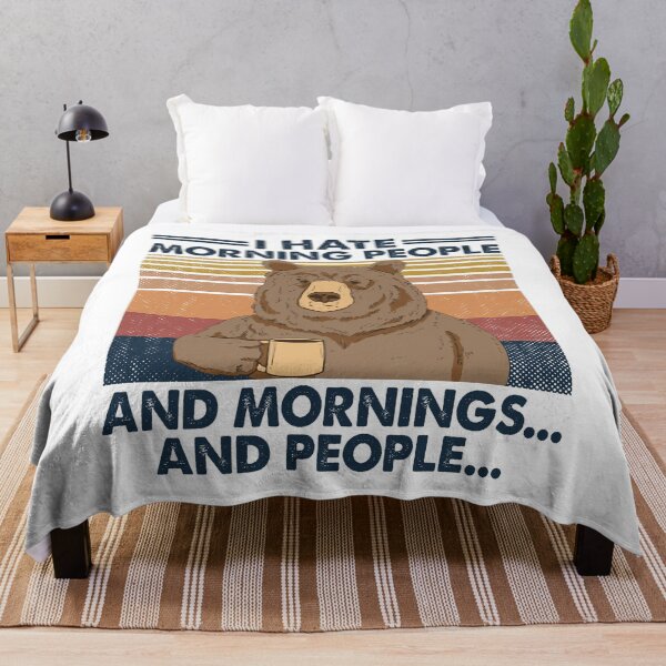 Item preview, I Hate Morning People And Mornings And People Funny Bear Drinking Coffee Vintage designed and sold by AwesomeTees1996.