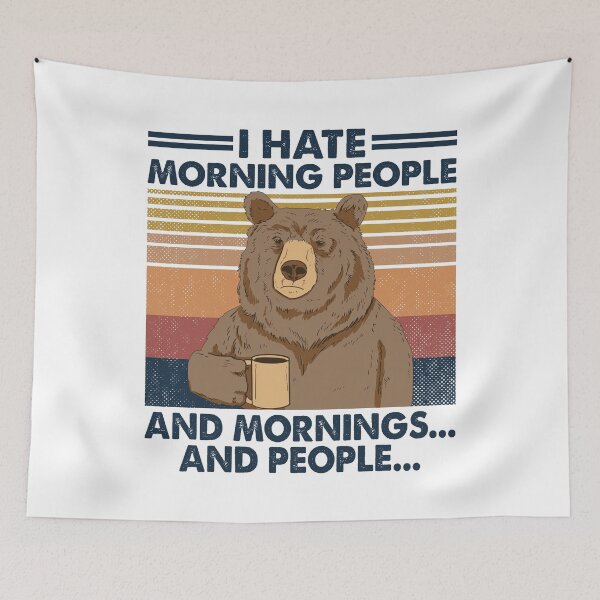 Item preview, I Hate Morning People And Mornings And People Funny Bear Drinking Coffee Vintage designed and sold by AwesomeTees1996.