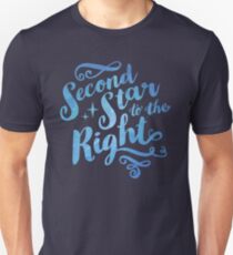Second Star To the Right // Pretty Star Peter Pan Typography Quote Unisex T-Shirt