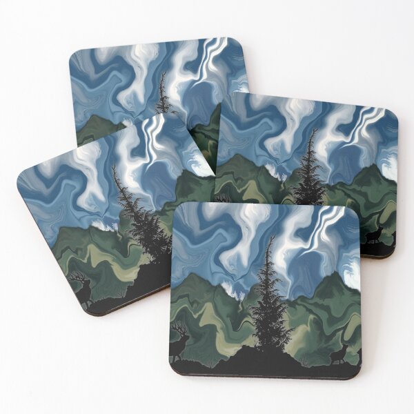 Item preview, Elks Migrating, digital fluid pour, abstract forest art designed and sold by MayGreenAbgrall.
