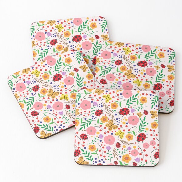 Item preview, Ladybugs Butterflies And Flowers Insect Pattern Love Ladybug Gear designed and sold by DynamicDesign.