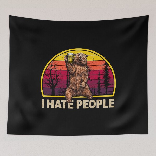 Item preview, I Hate People Funny Bear Drinking Beer Vintage designed and sold by AwesomeTees1996.