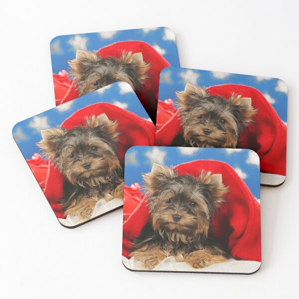 Item preview, Yorkshire Terrier puppy wishes a Merry Christmas dog design designed and sold by Toffy2222.
