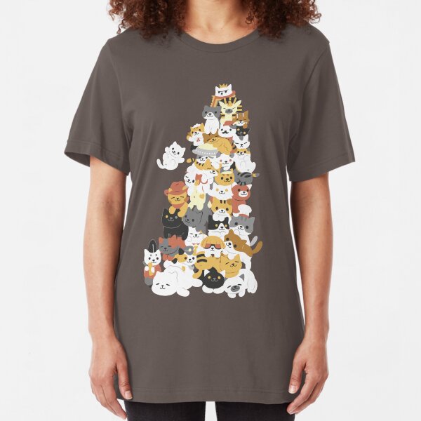 cat pile Slim Fit T-Shirt