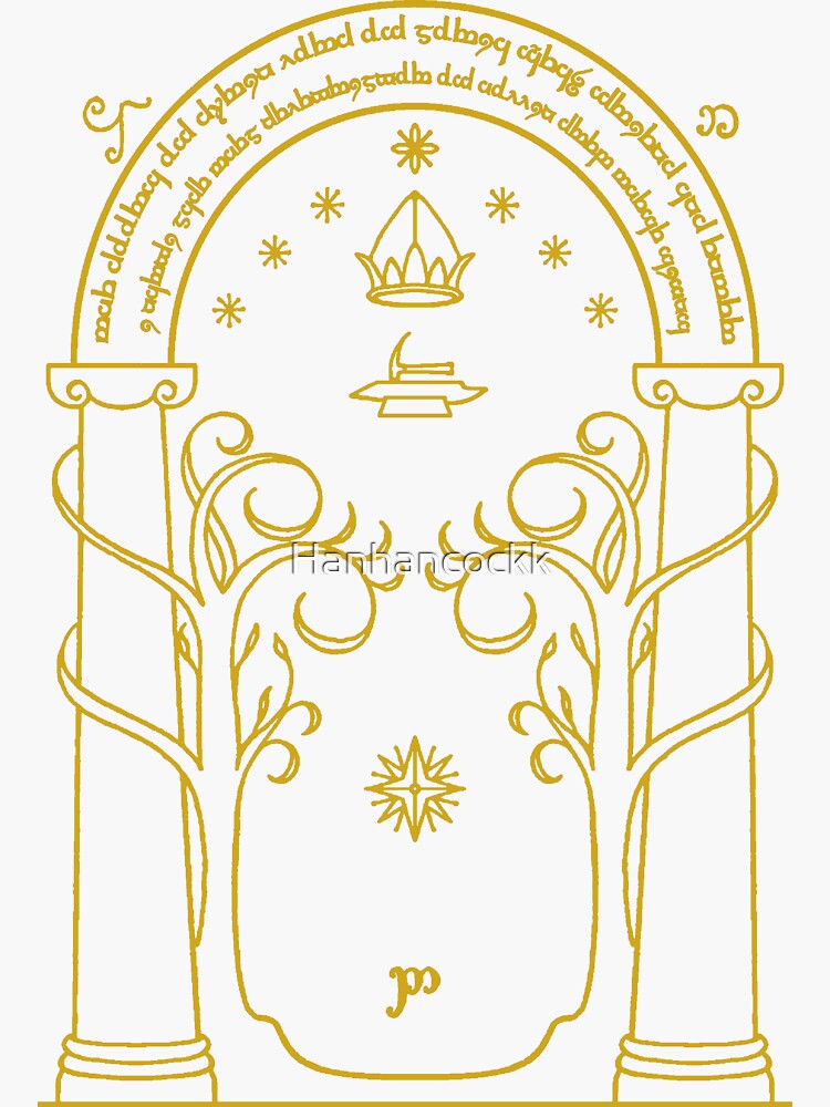 "Doors of Durin" Sticker by Hanhancockk Redbubble