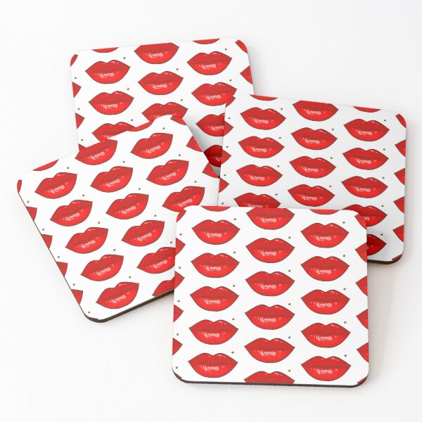 Item preview, Red lips with lipstick makeup kiss mouth beauty mark Madonna piercing designed and sold by GlamourChick.